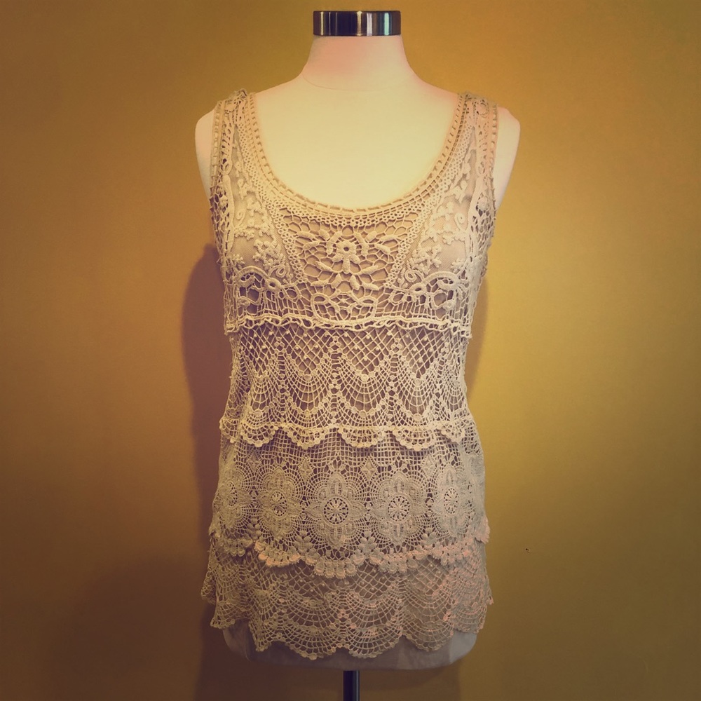 Chenault crochet top with built in cami